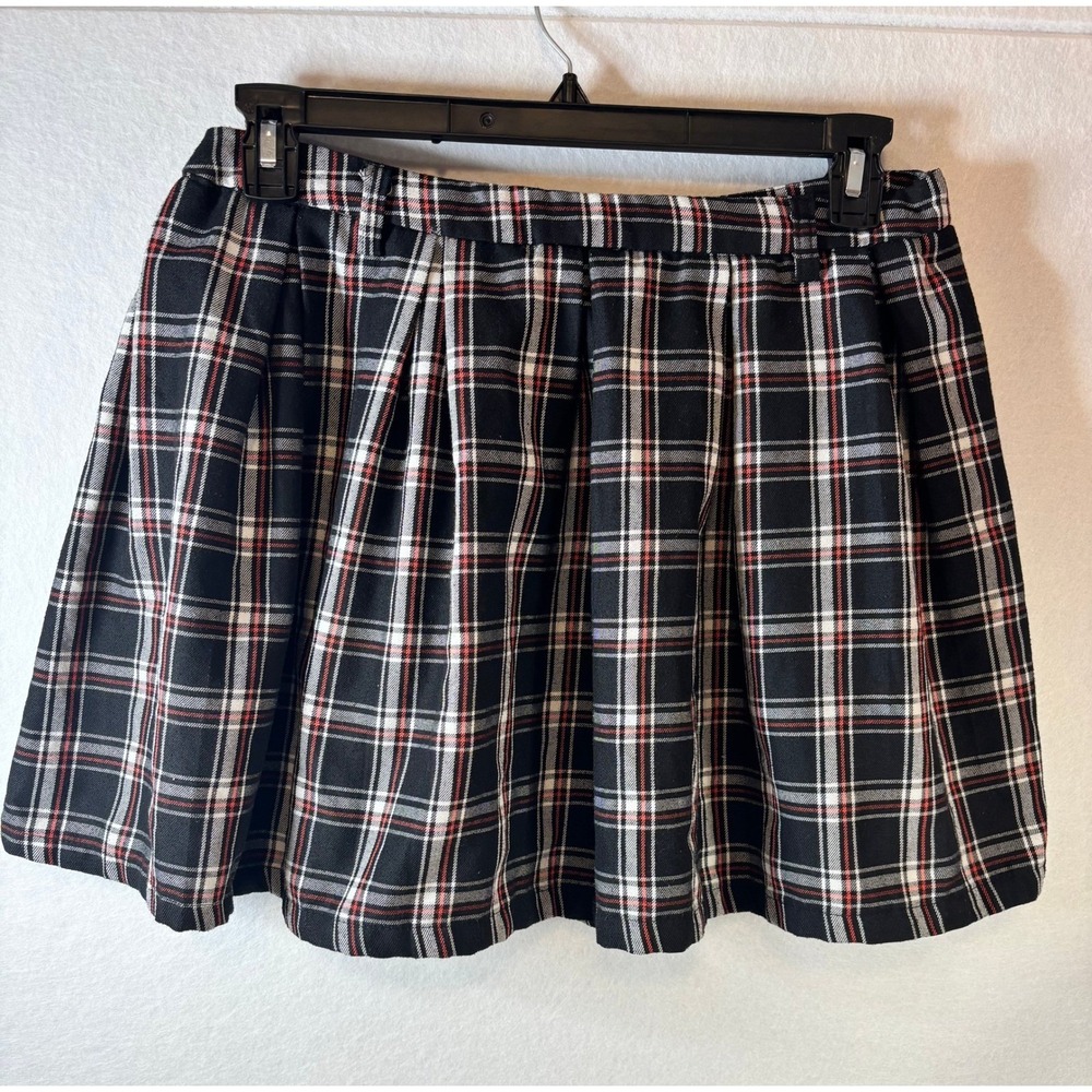 Hot Topic Black Red Plaid Pleated Mini Skirt Womens Large Goth Grunge Preppy
